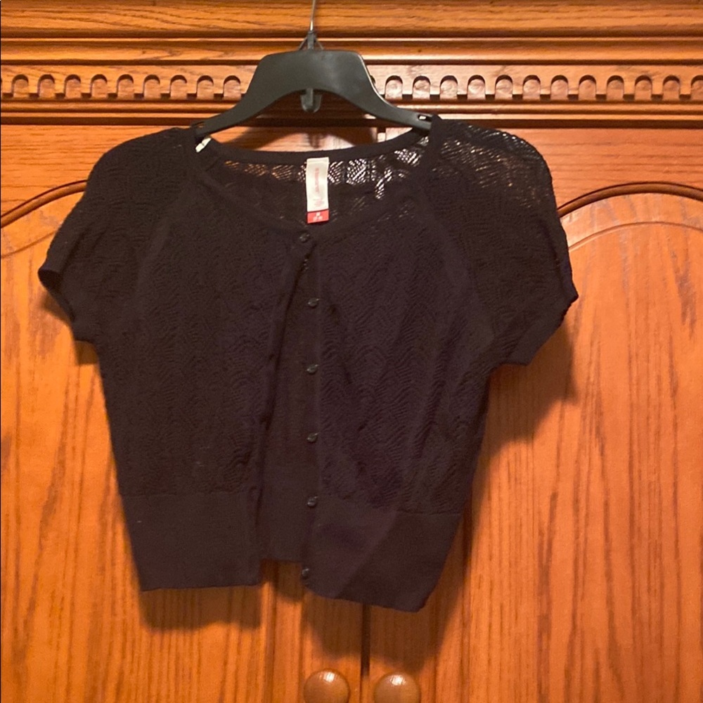 Black Lace Button-Up Cardigan